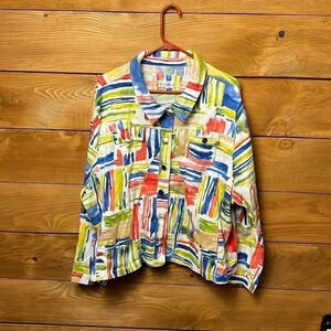 DRAPERS‎ AND DAMONS WOMENS SPRING SUMMER JACKET multi-color color block pockets